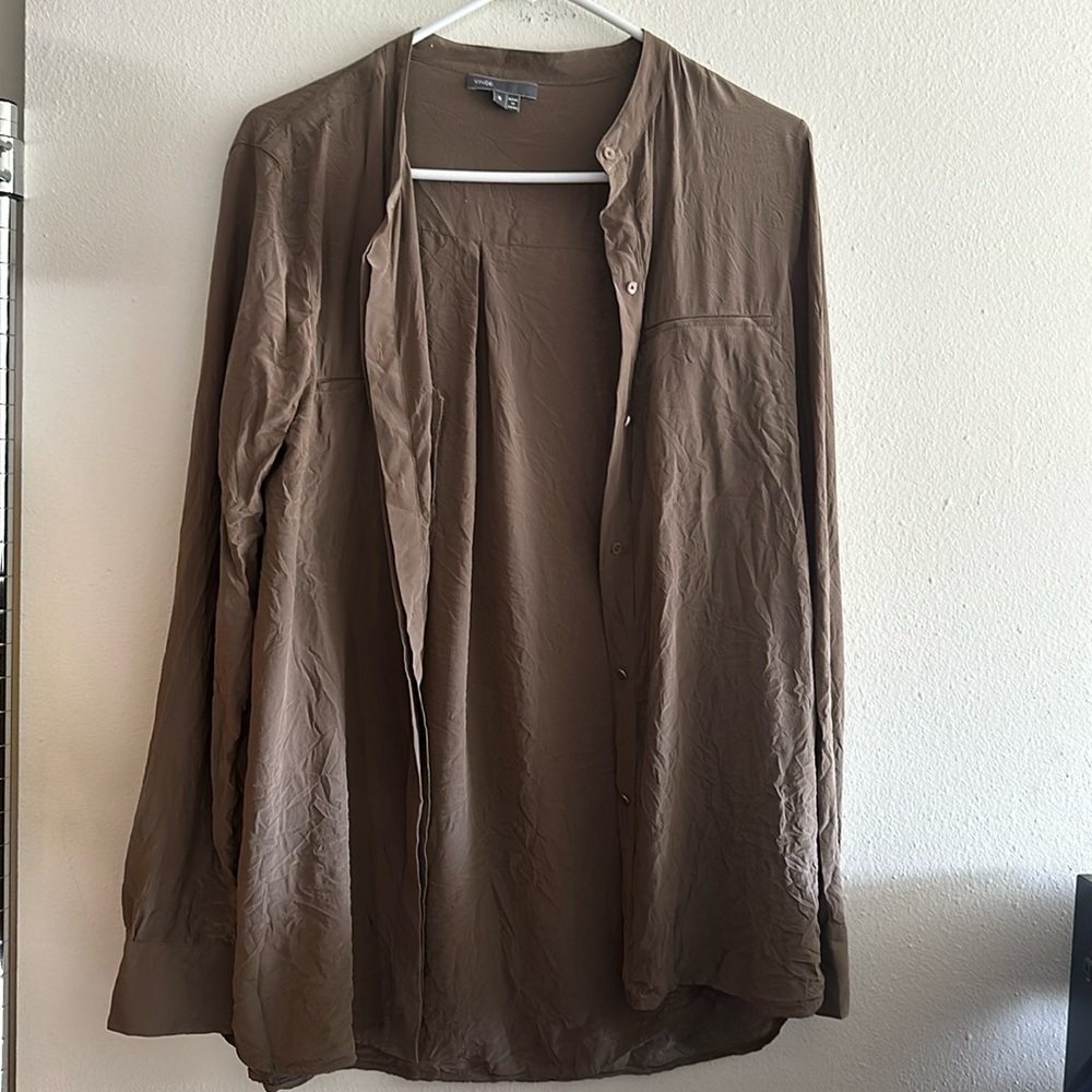 Vince silk long sleeve button up